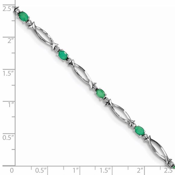 Kazi Luxury Sterling Silver Rhodium-plated Emerald and Diamond Bracelet